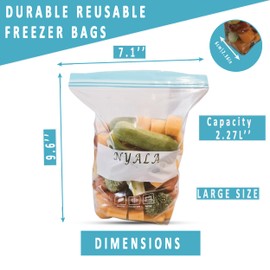 NAYALA 50 Pcs Large Zip Lock Bags, Half Gallon Food Storage Freezer Bags (2.27L), Reusable Food Bags Zip Seal Sandwich Bags, BPA Free Ziplock Bags Food for Fruits, Vegetables, Meat, Grains, Candies