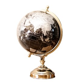 33cm Tall World Globe Vintage Black Rotating Atlas Home Decor Office Ornament