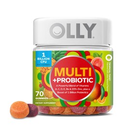 OLLY Gomitas Multivitamínicas Multi + Probióticas para Adultos, 1 mil millones de UFC, suplemento masticable de apoyo digestivo e inmunológico, toque tropical, suministro para 35 días - 70 unidades