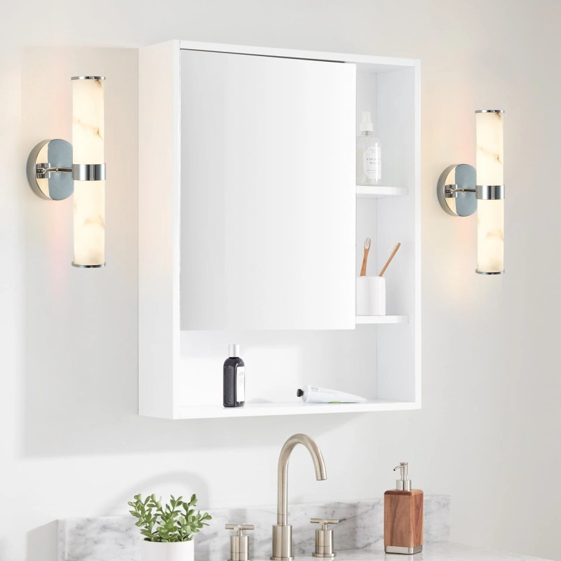 2 Pack 14 Inch LED Modern Wall Sconces Chrome Resin