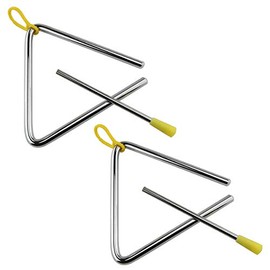 E-outstanding Rhythm Steel Triangle 2PCS 5 Inch Musical Steel Triangles Percussion Instruments with Strikers