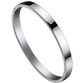 Jude Jewelers Stainless Steel Classical Simple Plain Blank Open Clasp Bangle Bracelet (Silver, 6)