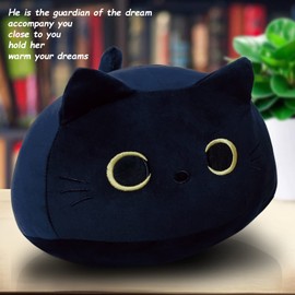 Kyduu Cats Black Soft Stuffed Toy Pillow Plush Doll, Plush Toy Cat, Stuffed Toy Kawaii Cat, Black Cats Plush Toy, Cuddly Toy, Stuffed Animal, Gift Animal Doll (400 g)