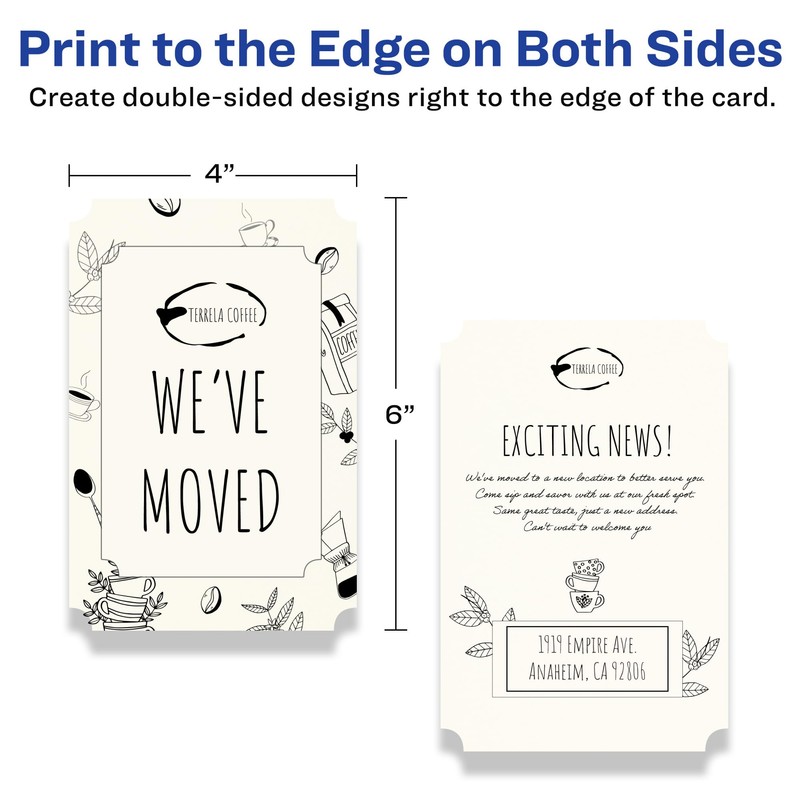 Avery Printable Rectangle Scalloped Postcards with Sure Feed Technology, 4"