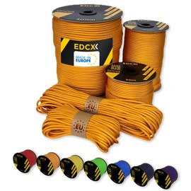 EdcX Paracord 4 mm, 35+ Solid Colours (15 m, 30 m, 50 m, 100 m, 300 m), Ideal for Crafts, Camping, Outdoor, 100% Nylon Rope, 4 mm, Tactical Cord 550, Type III (Orange Yellow, 50 m)