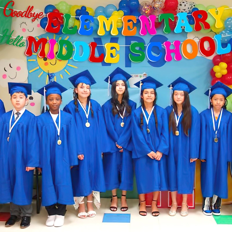 Goodbye Elementary Hello Middle School Graduation Banners Party Decorations,Class of