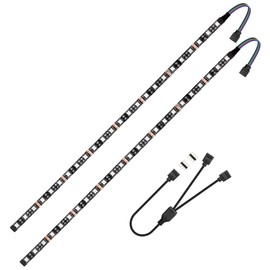 Vrabocry LED RGB PC Light Strip 2PCs 19.7in RGB LED Strip for PC, Computer Case/RGB Strip Mainboard Control Panel RGB-Header Gamer (+12V,G,R,B) 5050