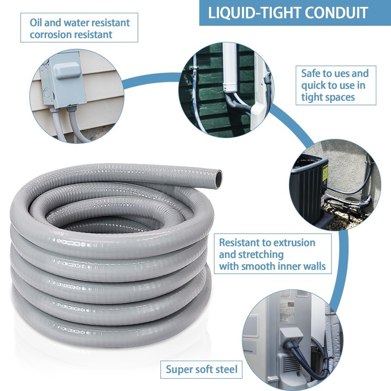 QSHFTO 1/2 Inch Liquid-Tight Conduit and Connector Kit - 25
