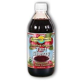 Dynamic Health 100% Unsweetened Pure Organic Certified Tart Cherry Juice Concentrate, 16-Ounce Glass Bottle