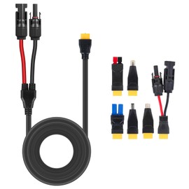 HCOVTXR 14AWG Solar to XT60 Extension Cable 33FT, 6-in-1 Solar Panel Connector to XT60 Adapter for RV, Portable Power Station, Battery, Solar Generator