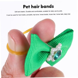 Kisangel 50pcs Multicolor Dog Bows with Rubber Bands for Dogs and Cats Comfortable Elastic Hair Accessories for Pet Grooming and Decoration