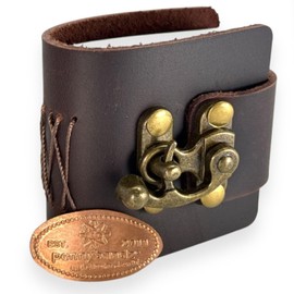 Pocket Penny Journal™ by Pennybandz® – Pressed Penny Book | Holds 15 Coins | Pocket-Size Leather Travel Album | Vintage Brass Clasp | Souvenir Collector Accessory (Dark Brown Ancient Walnut)