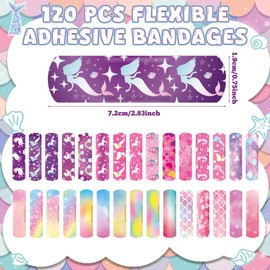 Panelee Panelee 120 Pcs Kids Bandages Bulk Cute Cartoon Flexible Waterproof Breathable Bandages Strip Protect Cuts and Scrapes for Girls Boys Children Toddlers(Romantic Style)