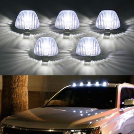 LED Cab Lights Marker Top Roof Running Light 5PC Smoked Len White 5LED Bulbs Aftermarket Replacement for Fo-rd F150 F250 F350 F450 F550 Dod-ge Ram SUV Truck 4X4 Jeep ATV Offroad (Top Roof DK008)