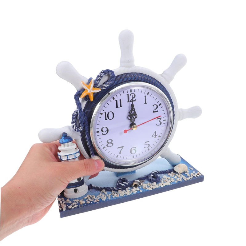 Mobestech 1Pc Nautical Style Clock Creative Lighthouse Design for Living