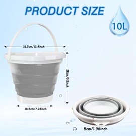Hmfmdy Collapsible Bucket, 10L Foldable Plastic Bucket With Sturdy Handle, Space Saving Multi Purpose Bin, Portable Cleaning Fishing Camping Water Baskets for Pet Feeding, Home Cleaning