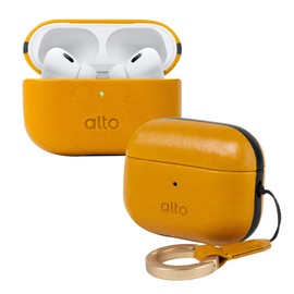 Alto Case for AirPods Pro 2 with Keychain, Italian Leather Case Cover Compatible AirPods Pro 2nd Generation 2022 Women Men Protective Hard Shell Supports Wireless Charging Front LED Visible (Brown)