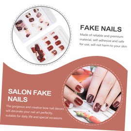 OHPHCALL 48pcs Bow Nail Decorations Full Cover False Nails for Women Gradient Design for Parties Cosplay and Everyday Use