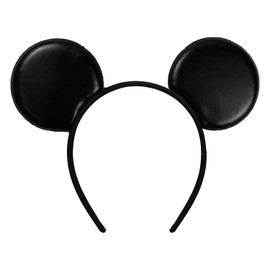 JIAHANG PU Mouse Ear Headband Groom Ears Hairband Bachelor Party Headwear for Women and Men Unisex Adult (PU Black)