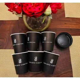 Ritz Carlton 6 Ritz Carlton Coffee Cups PAPER RITZ cup Tumblers 12oz Travel Mugs Lid NEW lot