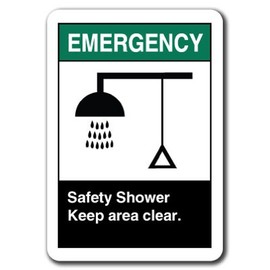 Emergency Sign - Safety Shower Keep Area Clear 7"X10" Plastic Safety Sign ANSI OSHA
