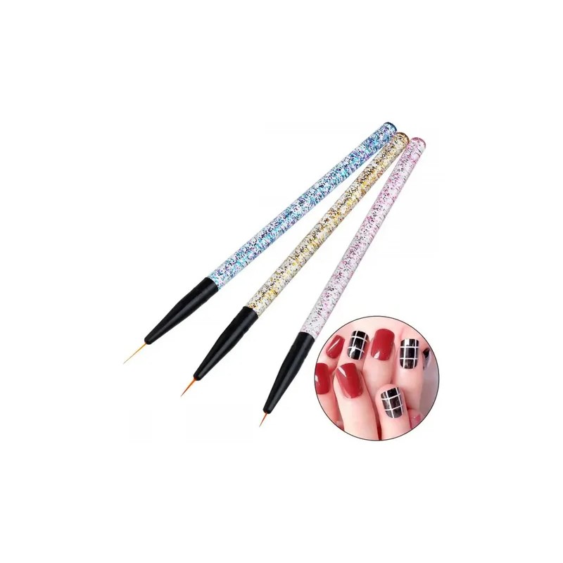 3 Pinceles Liner Mano Alzada Nail Art Gel