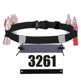 Chest Strap for Running Competitions, Chest Strap for Marathon, Triathlon and Cycling Racing, Numerical Belt for Runners - Lightweight, Breathable, No Pin - Attachment Support, Black, Black, black,