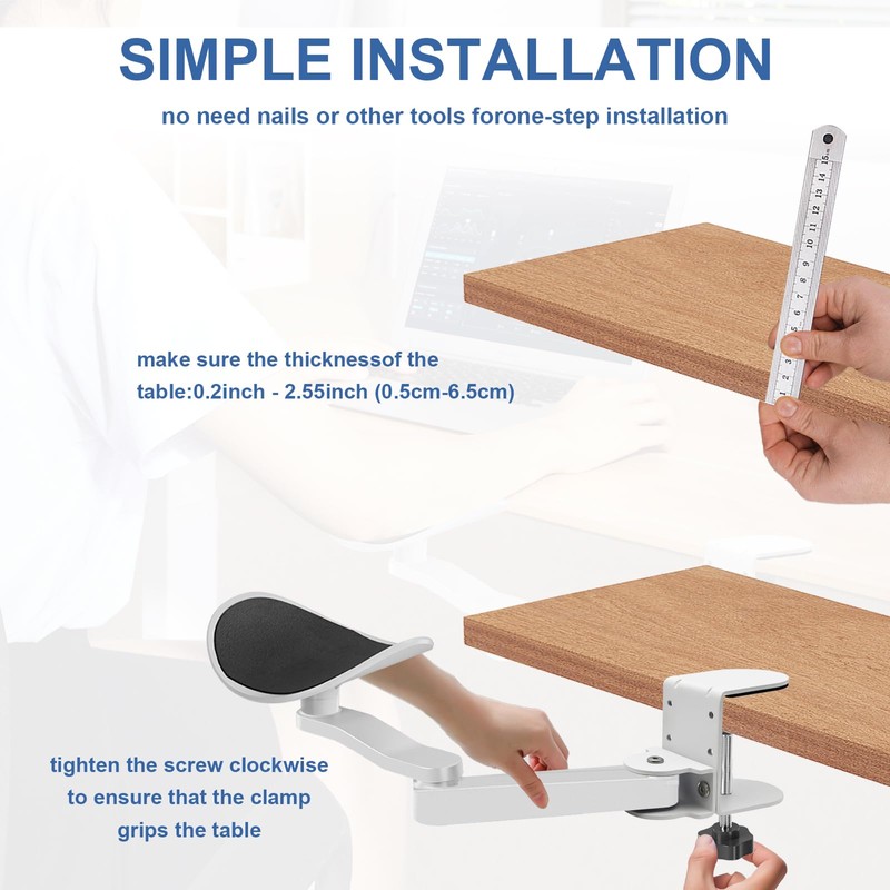 Jevuoyee Adjustable Arm Rest for Desk, 360° Rotating Ergonomic Elbow