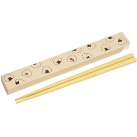 Ijinsha 47128 Gyutto Onigiri-san Antibacterial Chopsticks Case Set, Chopsticks/7.1 inches (18 cm), Beige