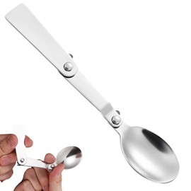 RSYHVG Folding Spoon, Portable Compact Folding Tableware, Stainless Steel Collapsible Spoon for Outdoor Camping Hiking Travel Utensils