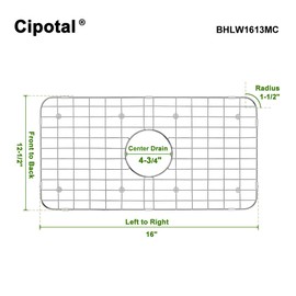 CIPOTAL 16.5 in. x 12.5 in. Centre Drain Sink Protector with Supersoft Silicone Feet in 304 Grade Stainless Steel