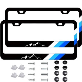 2Pcs Mountain License Plate Frames fit for Toyota 4runner, Mountain License Tag Plate Universal Fit for Cars, Trucks and SUVs (WhiteBlueBlue-Hill)