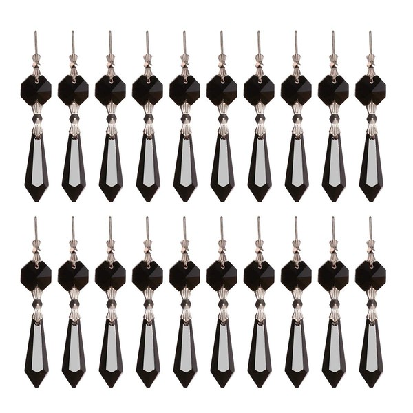20pcs 38mm Replacement Black Chandelier Icicle Crystal Prisms Octogan Crystal Bead for Lamp Decoration