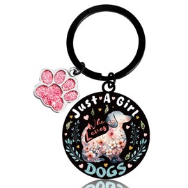 Luvsweets Dog Keychain Gifts for Women - Just a Girl Who Loves Dog Key Chain, Animal Lovers Mom Owners Gifts, Birthday Christmas Stocking Stuffers Gift For Teen Girls Daughter