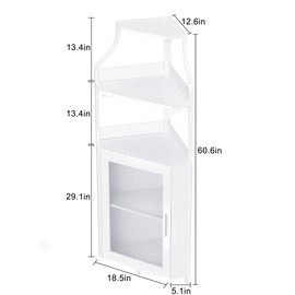 GAOMON Corner Bar Cabinet with Glass Holder, Industrial Wine Cabinet with Adjustble Shelf, 5-Tiers Liquor Cabinet Bar Cabinet for Home, Corner Display Cabinet for Small Space, White