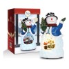 Muñeco De Nieve Musical Con Luces Led Tren Giratorio Escena