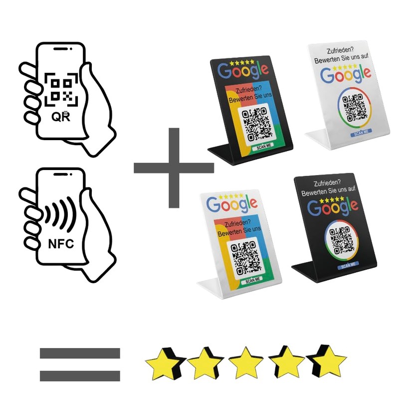 Rating NFC & QR Stand/Display/Sign for Google Restaurant, Shop, Law