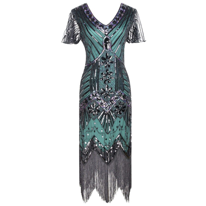 Women 1920s Gatsby Vintage Sequin Flapper Fringe Party Plus Dress