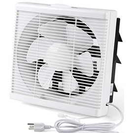 Nalle 10 Inch Window Reversible Exhaust Fan Through-wall installation Ventilation Fan Shutter Box Blower Ventilation Air Extractor for Bathroom Garage Greenhouse Panel size 13.5X13.5