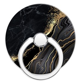 NCHomesy Cell Phone Ring Holder for Smartphone,360 Degree Rotation Finger Kickstand Phone Diamond Ring Stand Grip - Black Gold Marble Texture
