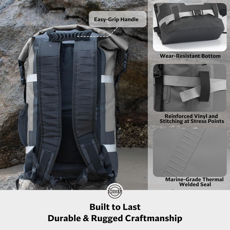 STOVER 40L Dry Bag Backpack with Waterproof Phone Pouch -