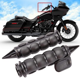 Black 1" Motorcycle Handlebar Hand Grips w/Throttle Compatible with Sportster 883 Street Bike Dirt Bike Cruiser and Chopper (Black)