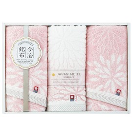 Showa Nishikawa Imabari Towel Gift, Face Towel, 3 Pieces, Japan Meifu Hanagoromo Towel (F/T 3 Pieces, Pink)