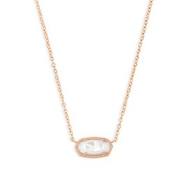 Kendra Scott Elisa Short Pendant Necklace for Women, Dainty Fashion Jewelry, 14k Rose Gold-Plated, Ivory Mother of Pearl