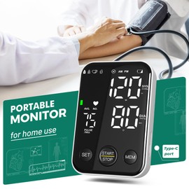 Blood Pressure Monitor Accurate Adjustable Digital BP Cuff Kit Manual Upper Arm Machine Led Backlit Display 2 Users 240 Sets Memory Includes Storage Bag