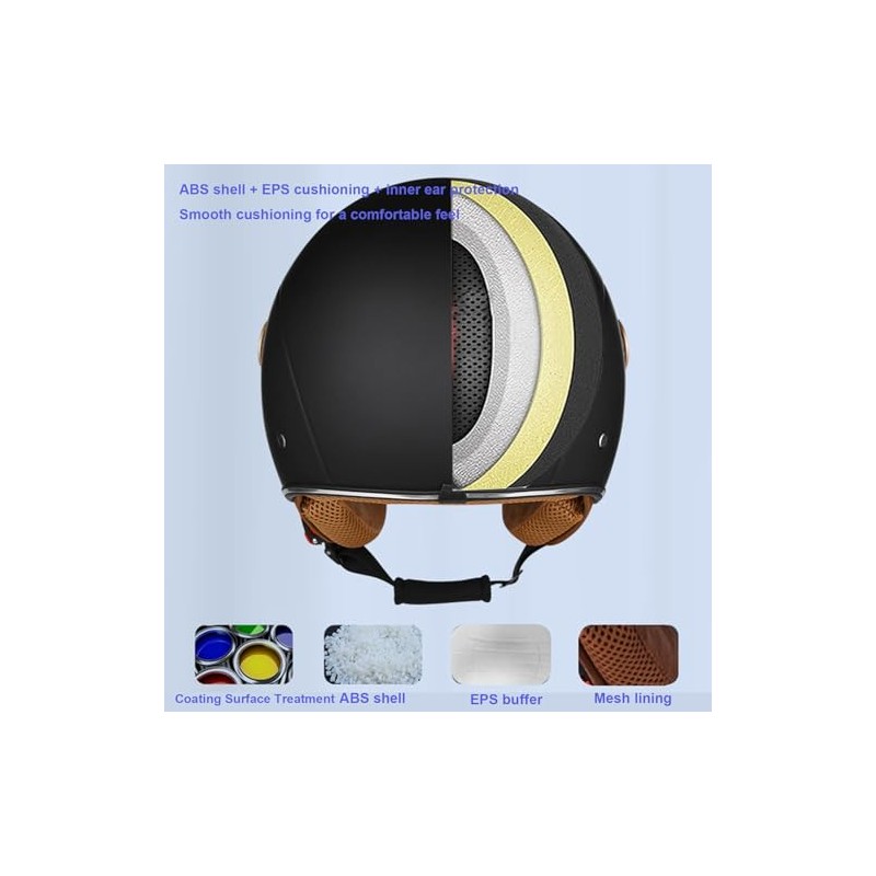 Double Visor Open Face Motorcycle Helmet Retro Jet Helmet Half