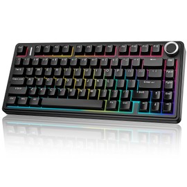 Aula F75 75% Wireless Mechanical Keyboard, Gasket Mount Hot Swappable Gaming Keyboard with Knob, Tri-Mode BT5.0/2.4G/USB-C, Creamy Thocky Sound Pre-lubed Linear Switch, PBT Keycaps for PC Mac
