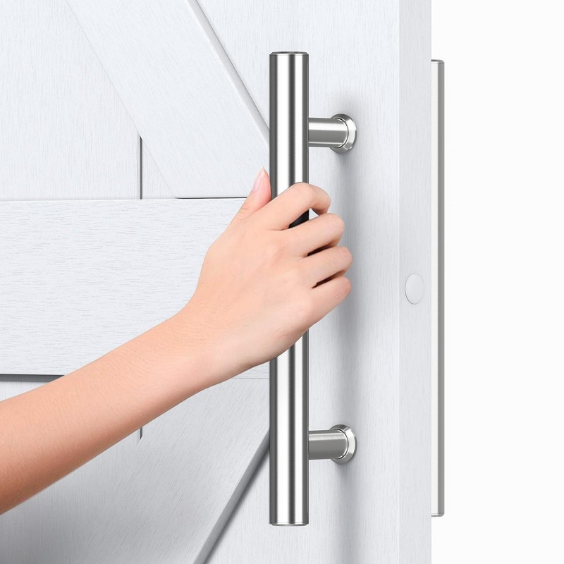SMARTSTANDARD 12'' Push Pull Sliding Stainless Stee Barn Door Handle,