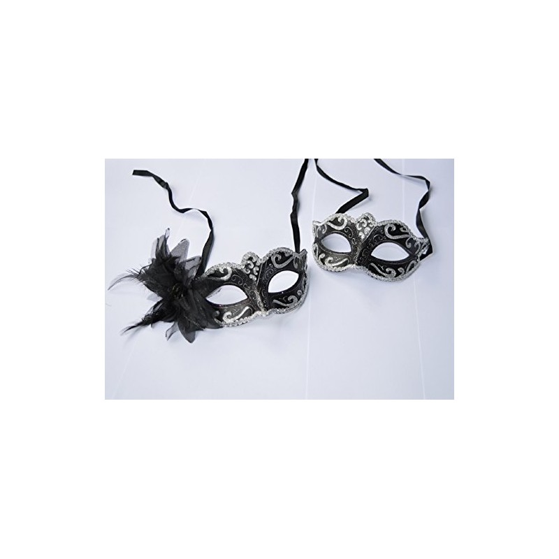 FHS Silver His & Hers Venetian Masquerade Masks for Couples