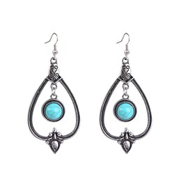 SPEVERT Boho Earrings for Women Turquoise Oval Earring Ethnic Style Vintage Turquoise Earrings Christmas Earrings for Women (5)